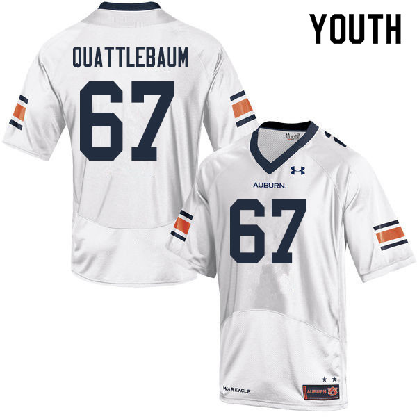 Youth #67 Jacob Quattlebaum Auburn Tigers College Football Jerseys Sale-White - Click Image to Close